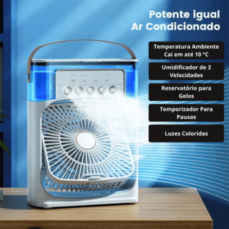Mini Climatizador de Ar c/ Reservatório Para Água e Gelo - AirCooler™ - Dragon Descontos